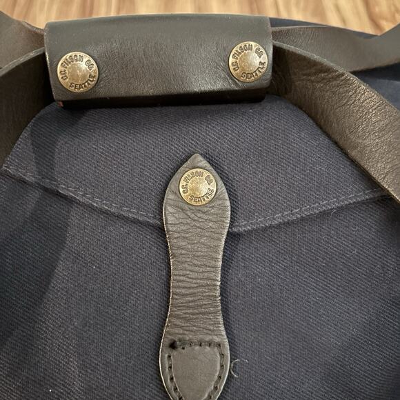 Vintage CC Filson Duffle Bag Navy Twill Leather RARE 23” - Picture 5 of 8